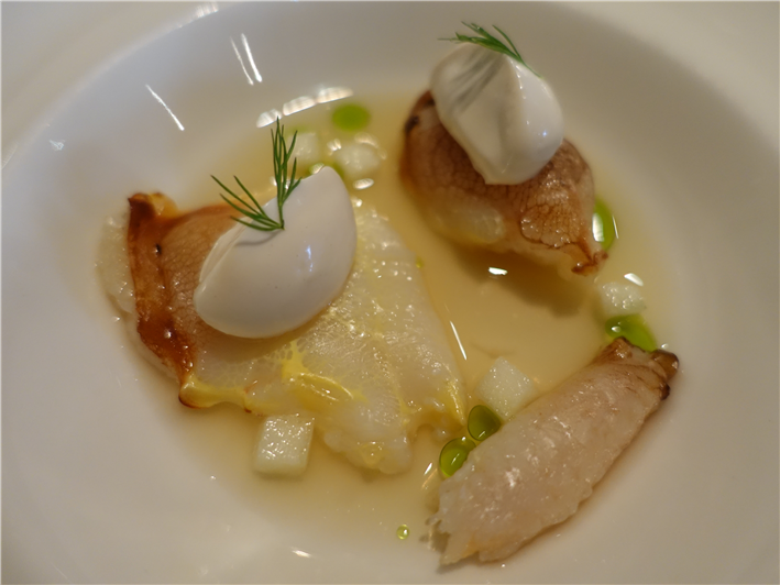 crab with consommé
